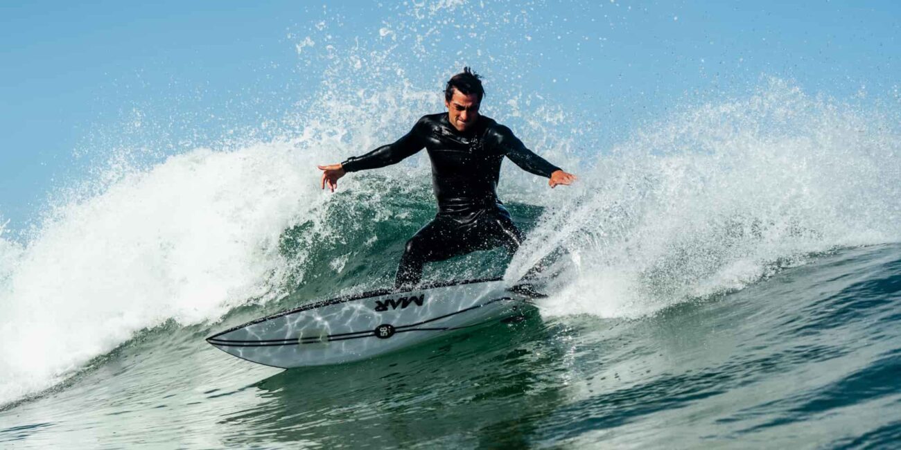 Bruno Mendonça surfing a Mar Surfboards surfboard in Portugal