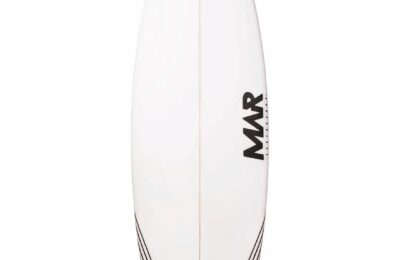 Parrot surfboard top view with white deck and performance shortboard shape